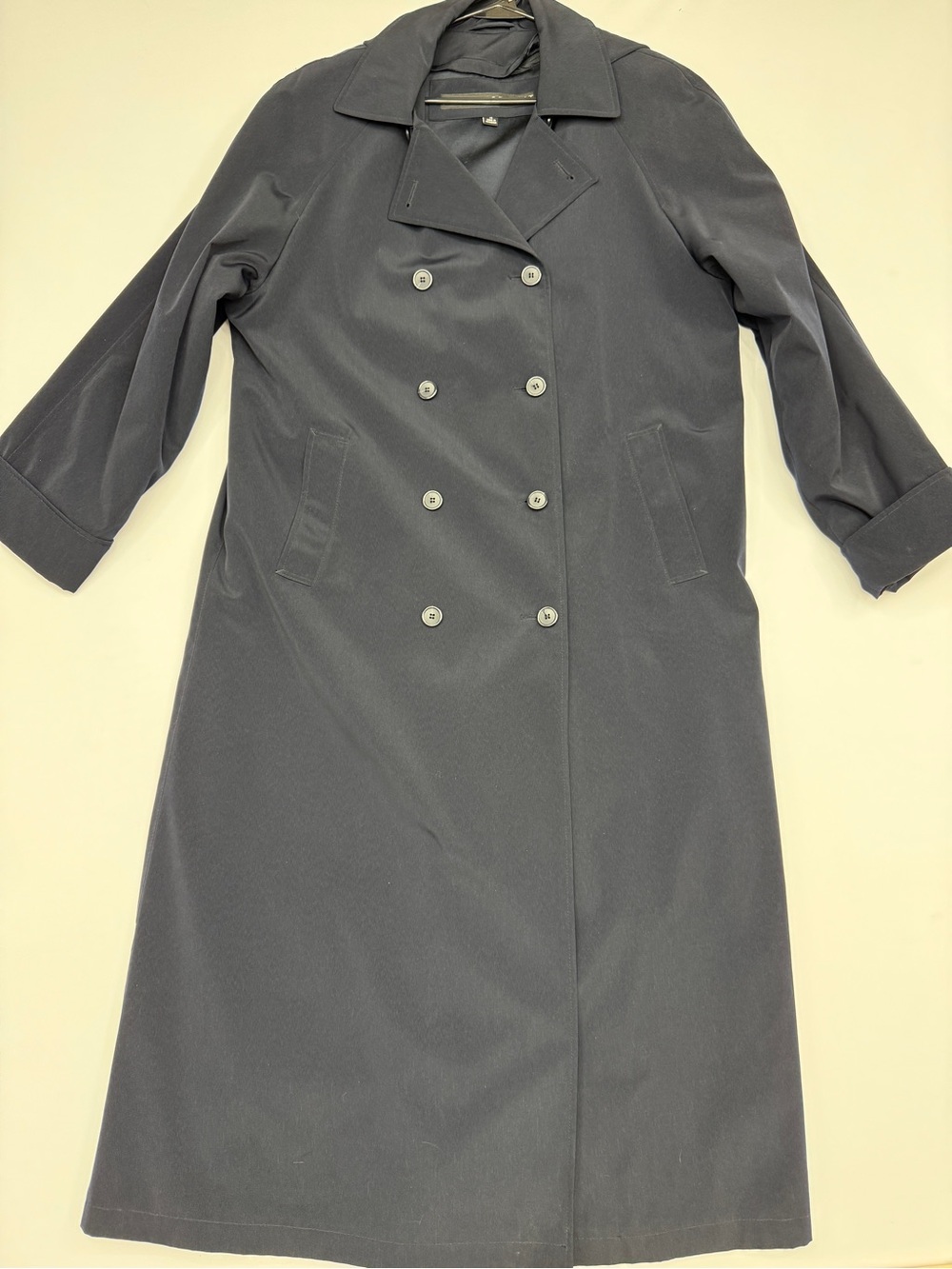 Fleet Street Double Breasted All Weather Long Trench Coat 14 Black/Navy